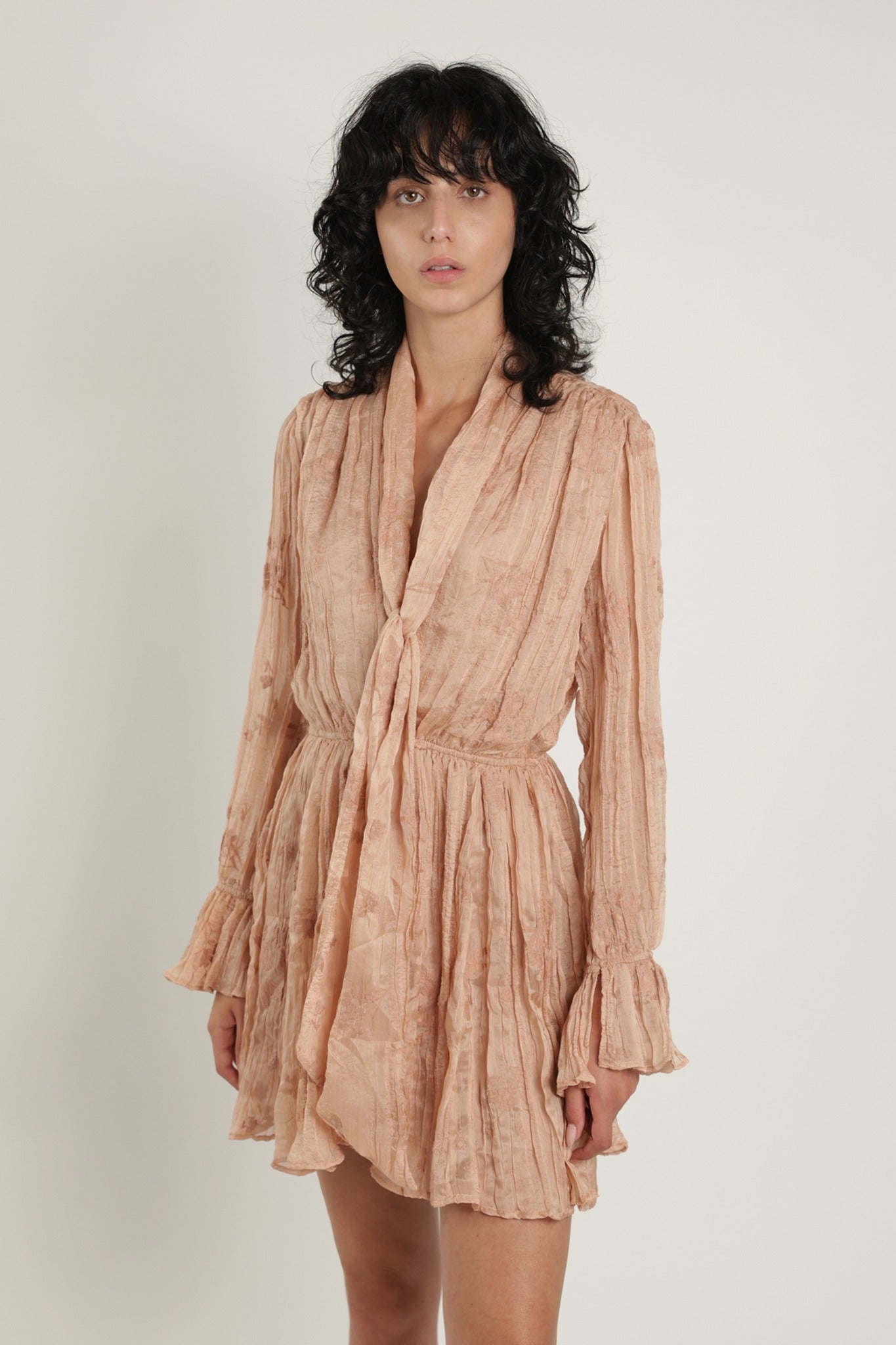 SABINA MUSAYEV - pleated_chiffon_w_emb_cream_latte_summer_24