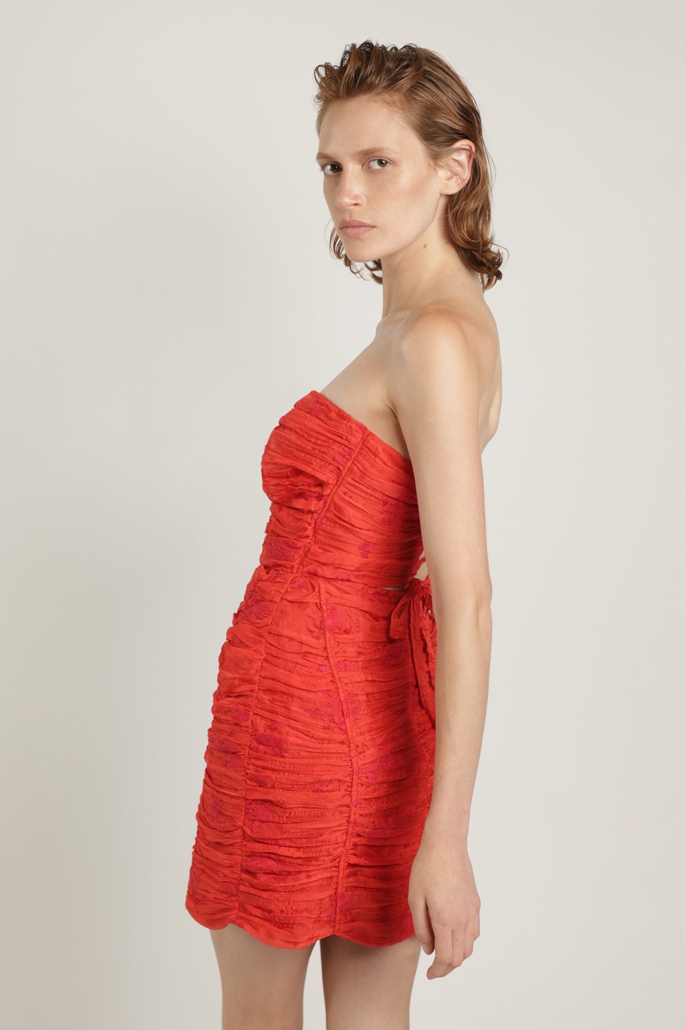 SABINA MUSAYEV - pleated_chiffon_w_emb_poppy_red_summer_24
