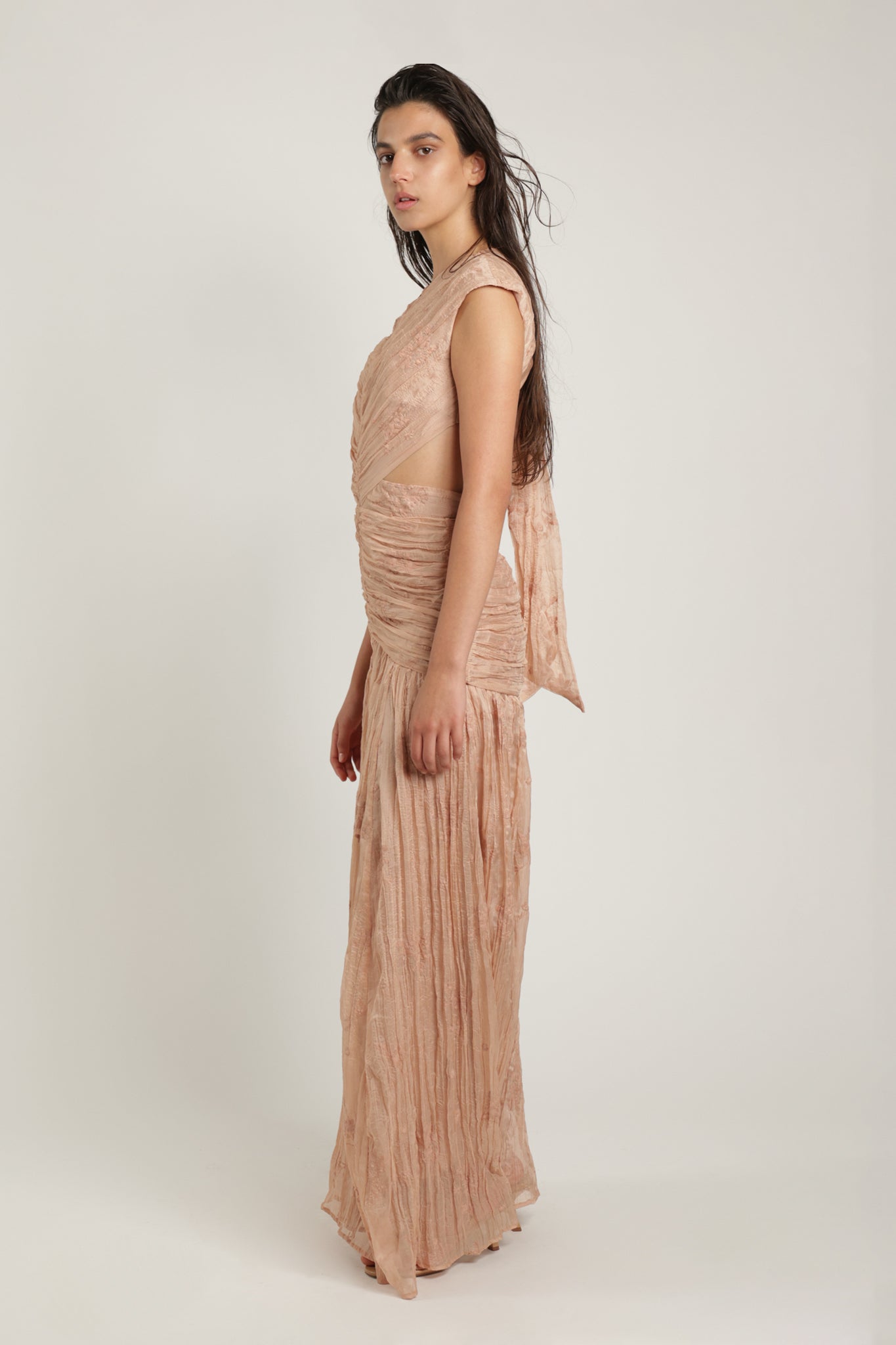 SABINA MUSAYEV - pleated_chiffon_w_emb_cream_latte_summer_24