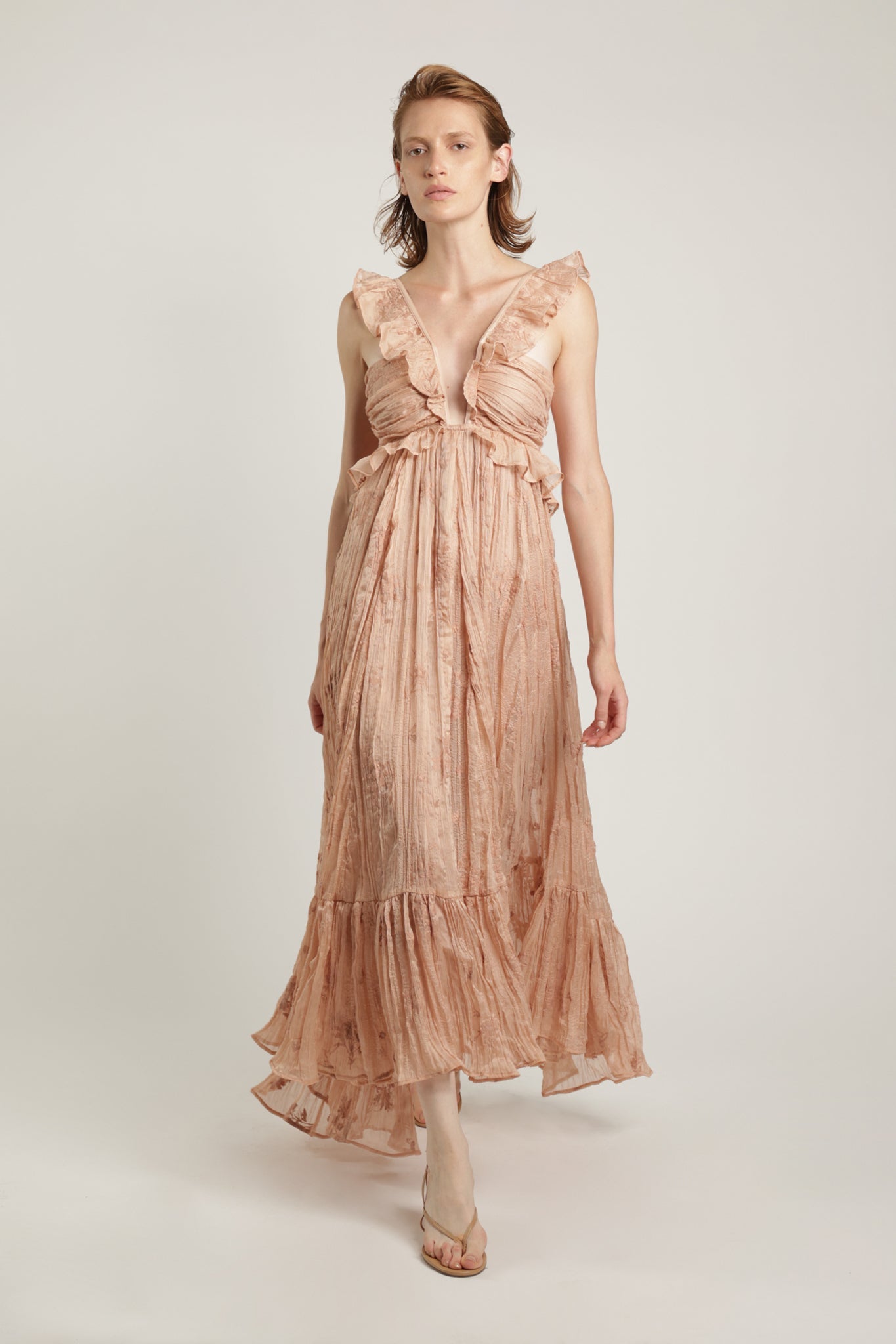SABINA MUSAYEV - pleated_chiffon_w_emb_cream_latte_summer_24
