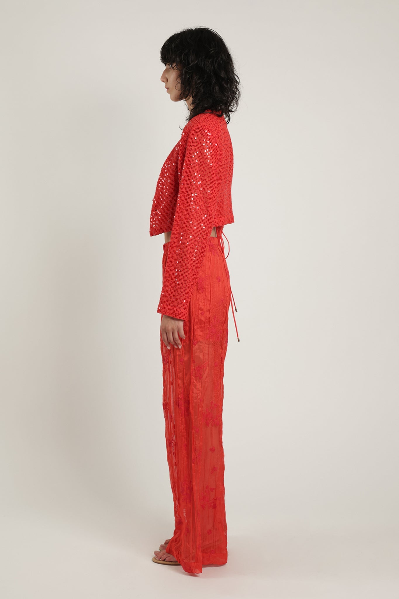 SABINA MUSAYEV - pleated_chiffon_w_emb_poppy_red_summer_24