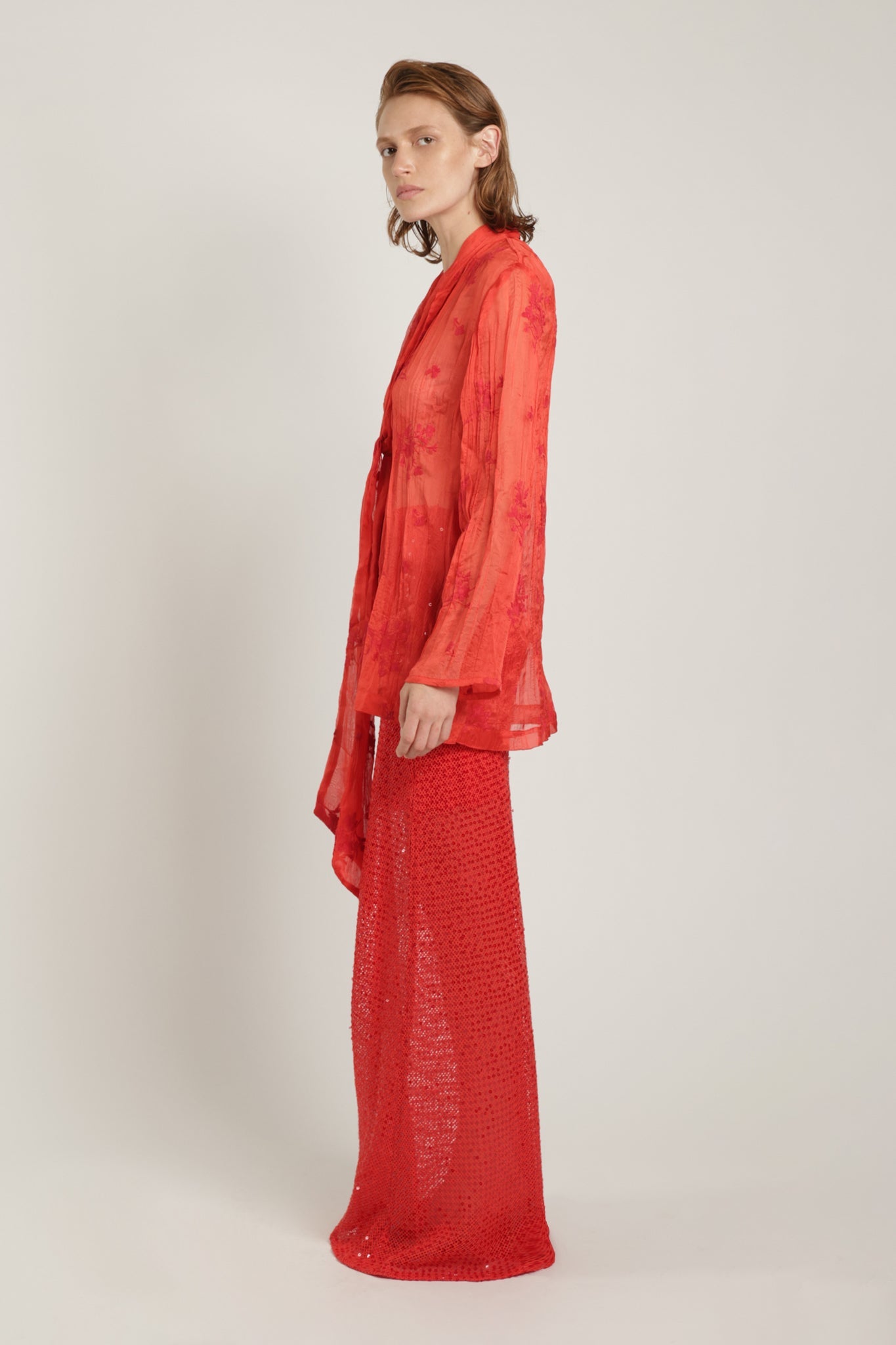 SABINA MUSAYEV - pleated_chiffon_w_emb_poppy_red_summer_24