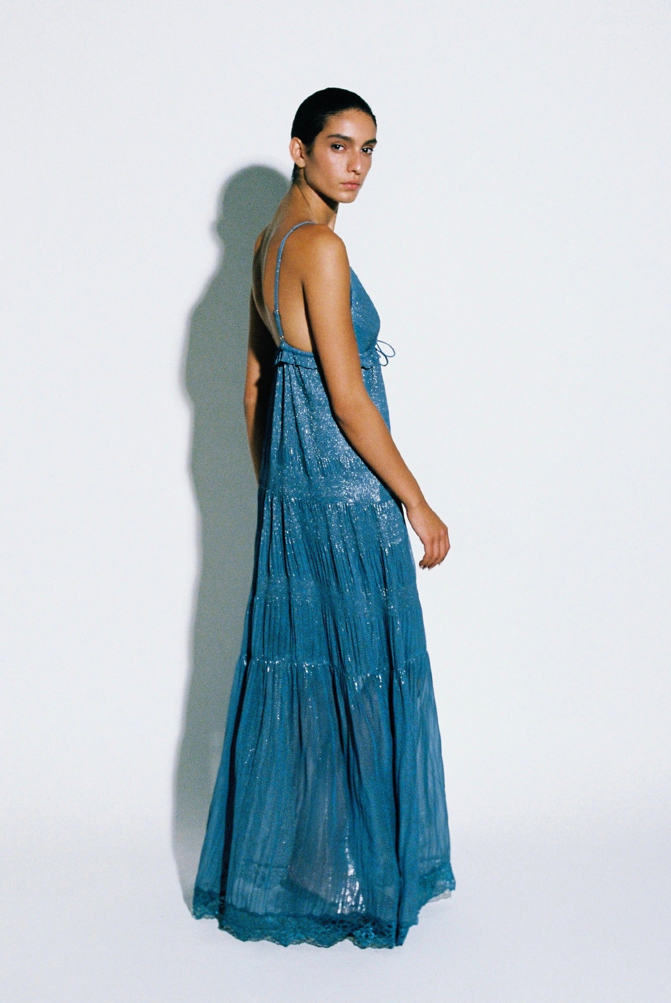 SABINA MUSAYEV - pleated_chiffon_w._foil_silver_blue_pre_fall_25_26