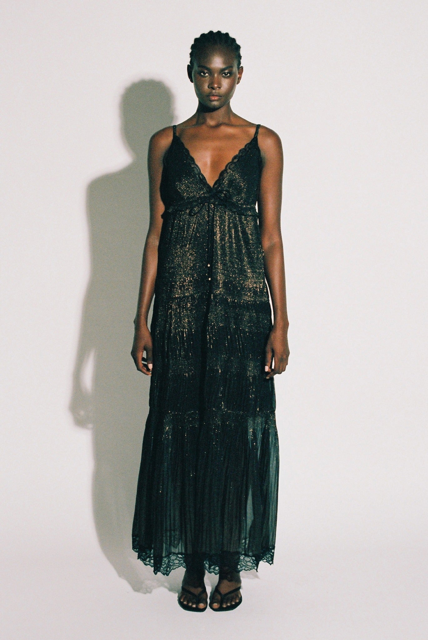 SABINA MUSAYEV - pleated_chiffon_w._foil_black_bronze_pre_fall_25_26