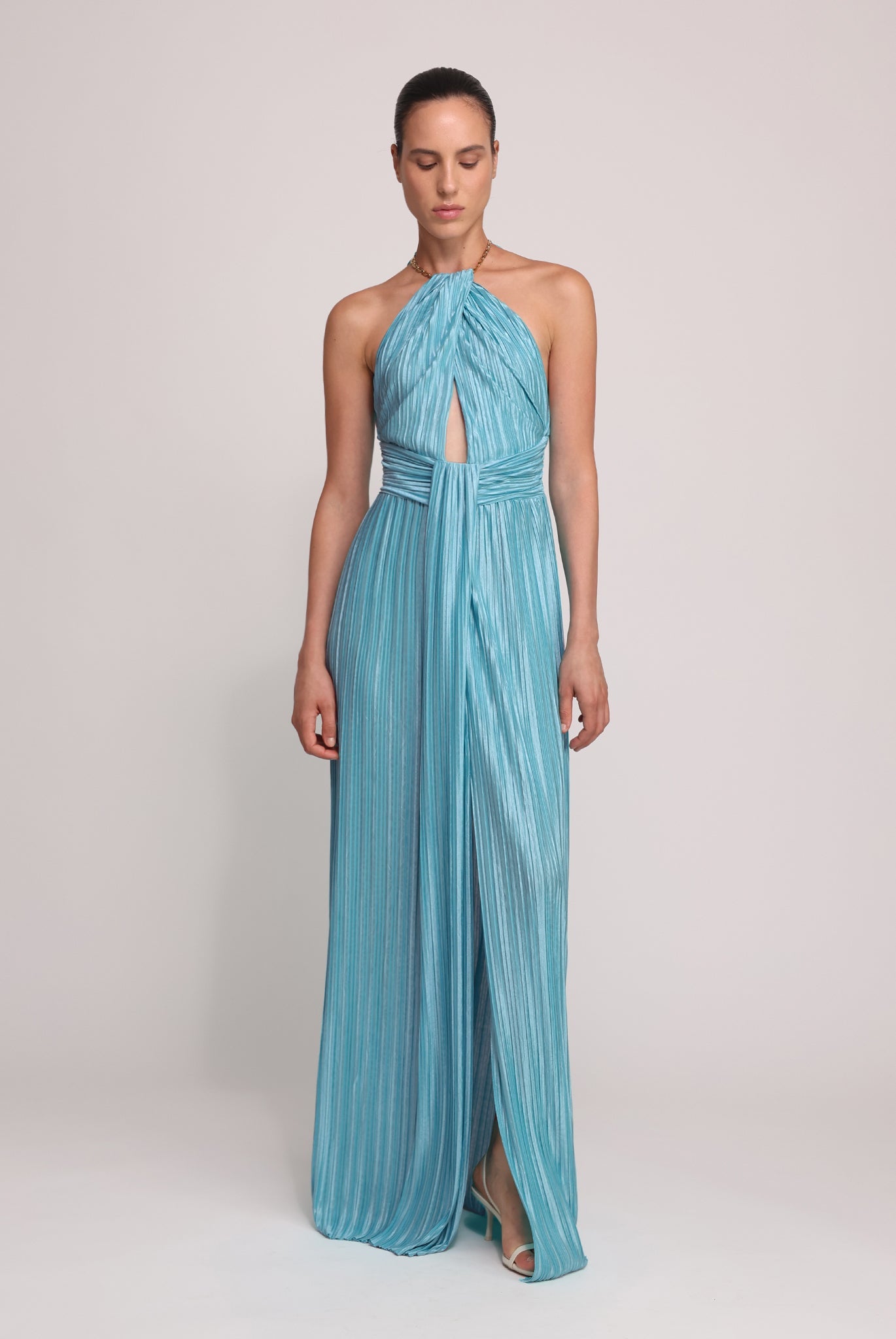 SABINA MUSAYEV - floral_embossed_pleated_knit_aquamarine_summer_25