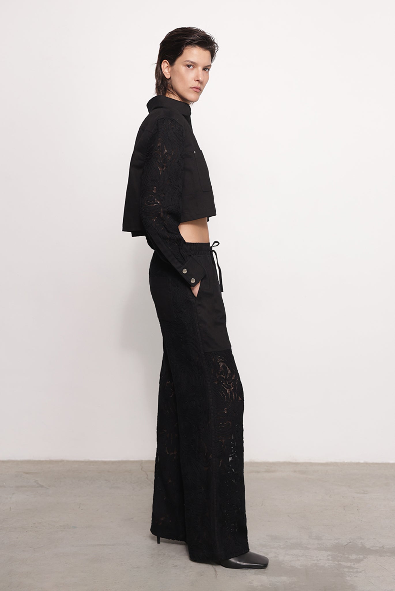 SABINA MUSAYEV - brushed_denim_w._ribbon_mesh_black_fw_25_26