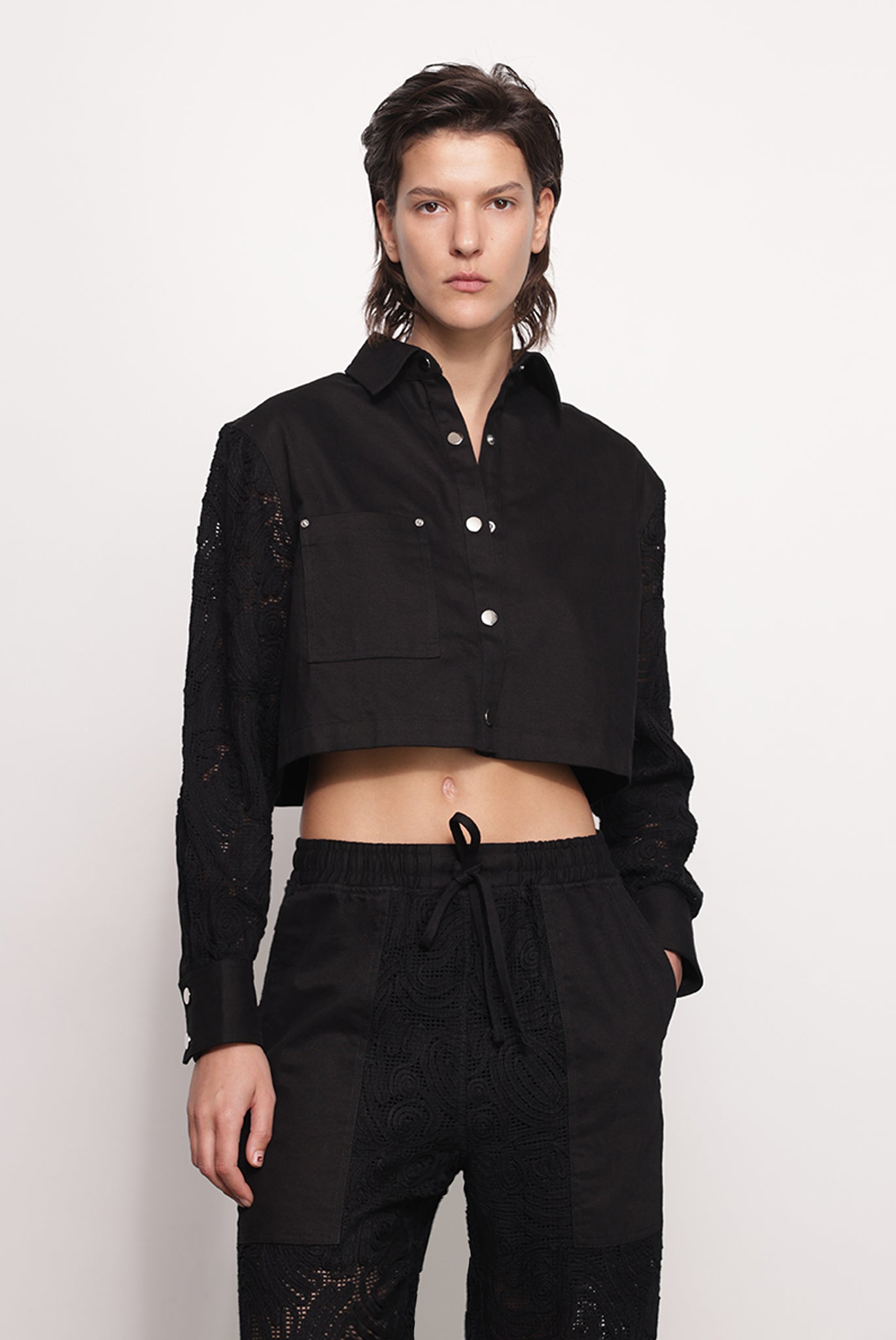 SABINA MUSAYEV - brushed_denim_w._ribbon_mesh_black_fw_25_26