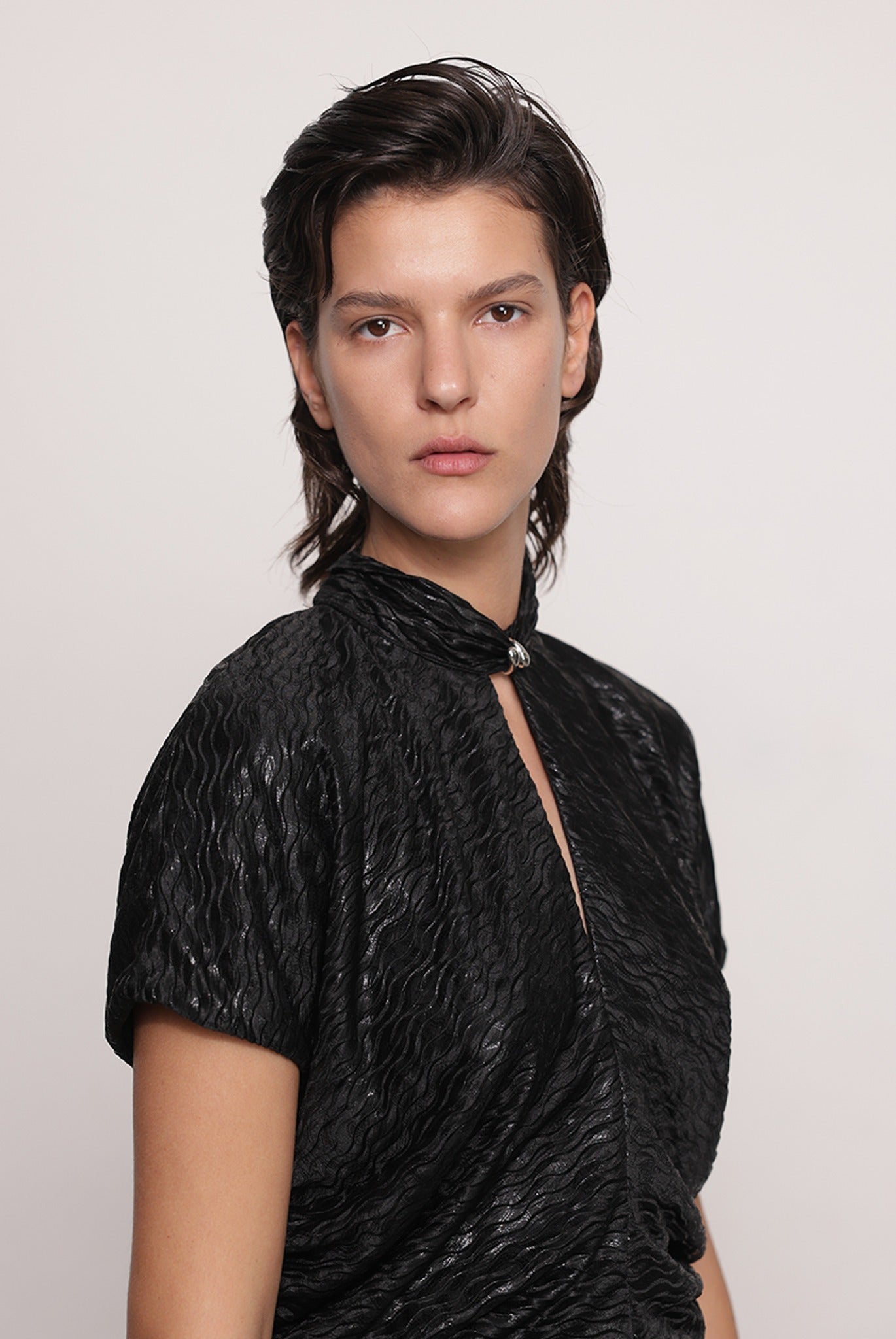 SABINA MUSAYEV - pleated_knit_w._foil_black_fw_25_26