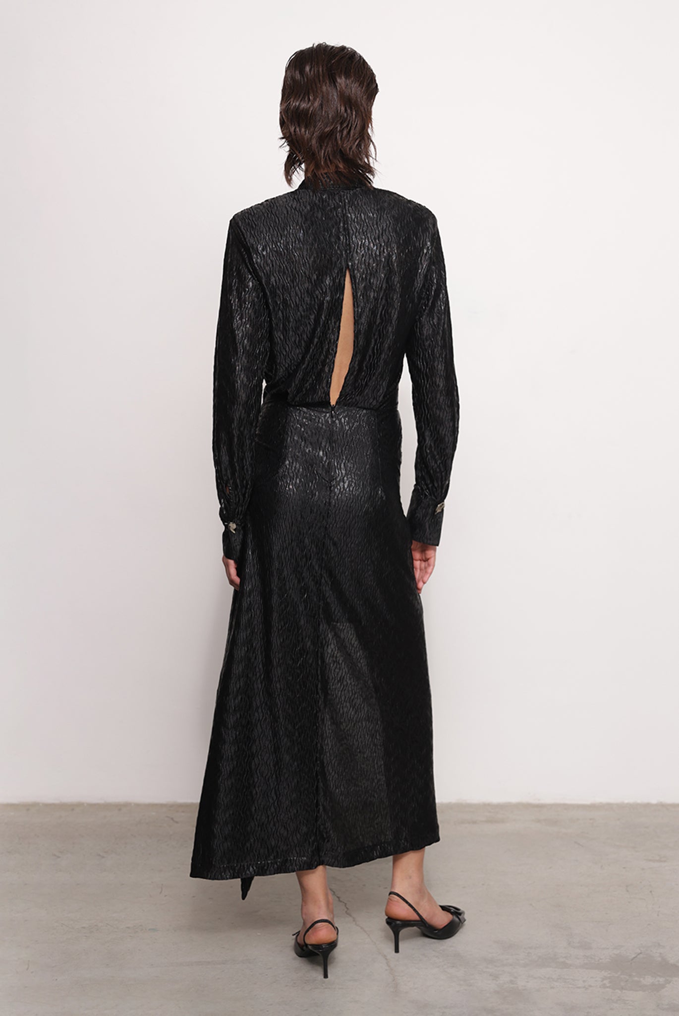 SABINA MUSAYEV - pleated_knit_w._foil_black_fw_25_26