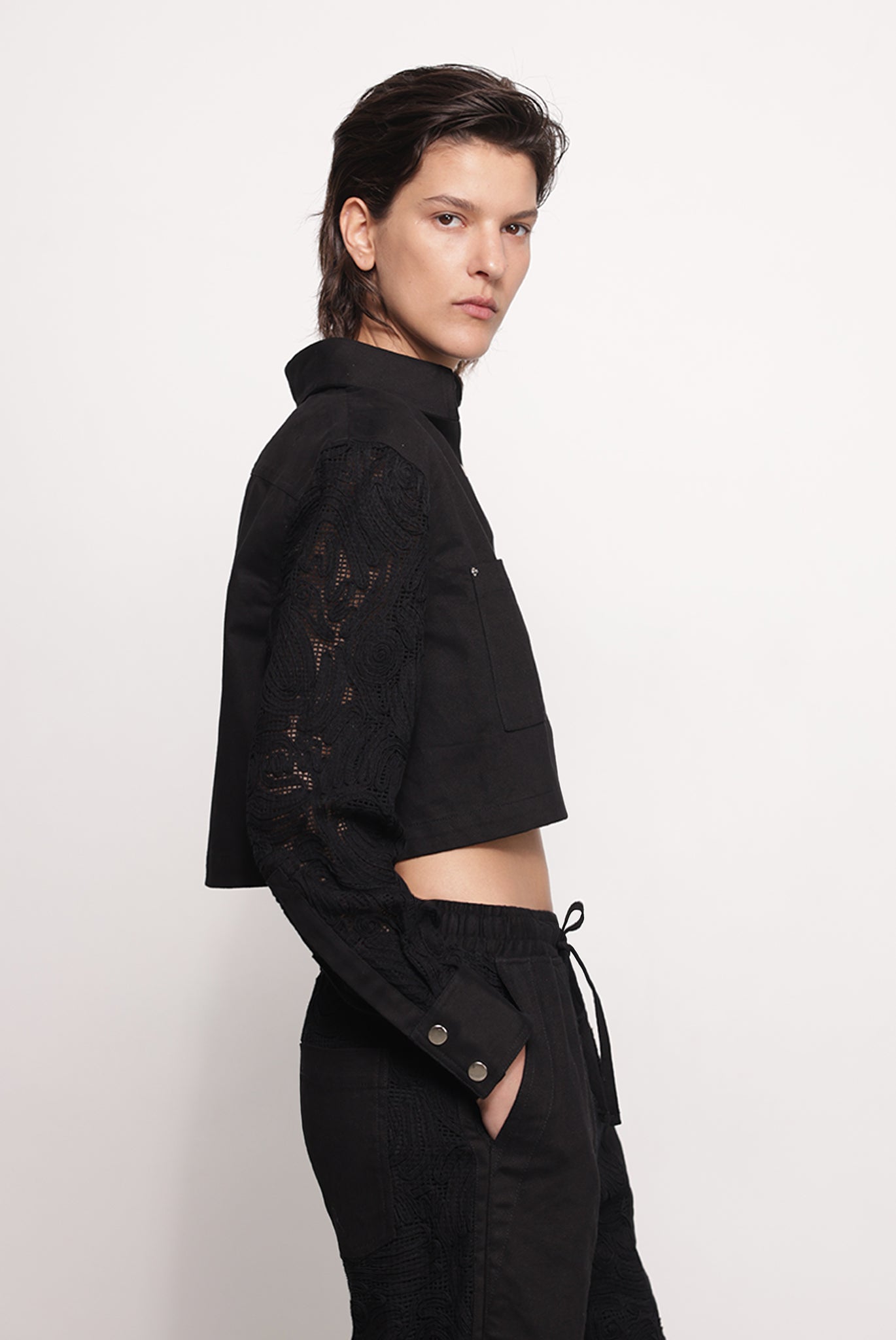 SABINA MUSAYEV - brushed_denim_w._ribbon_mesh_black_fw_25_26