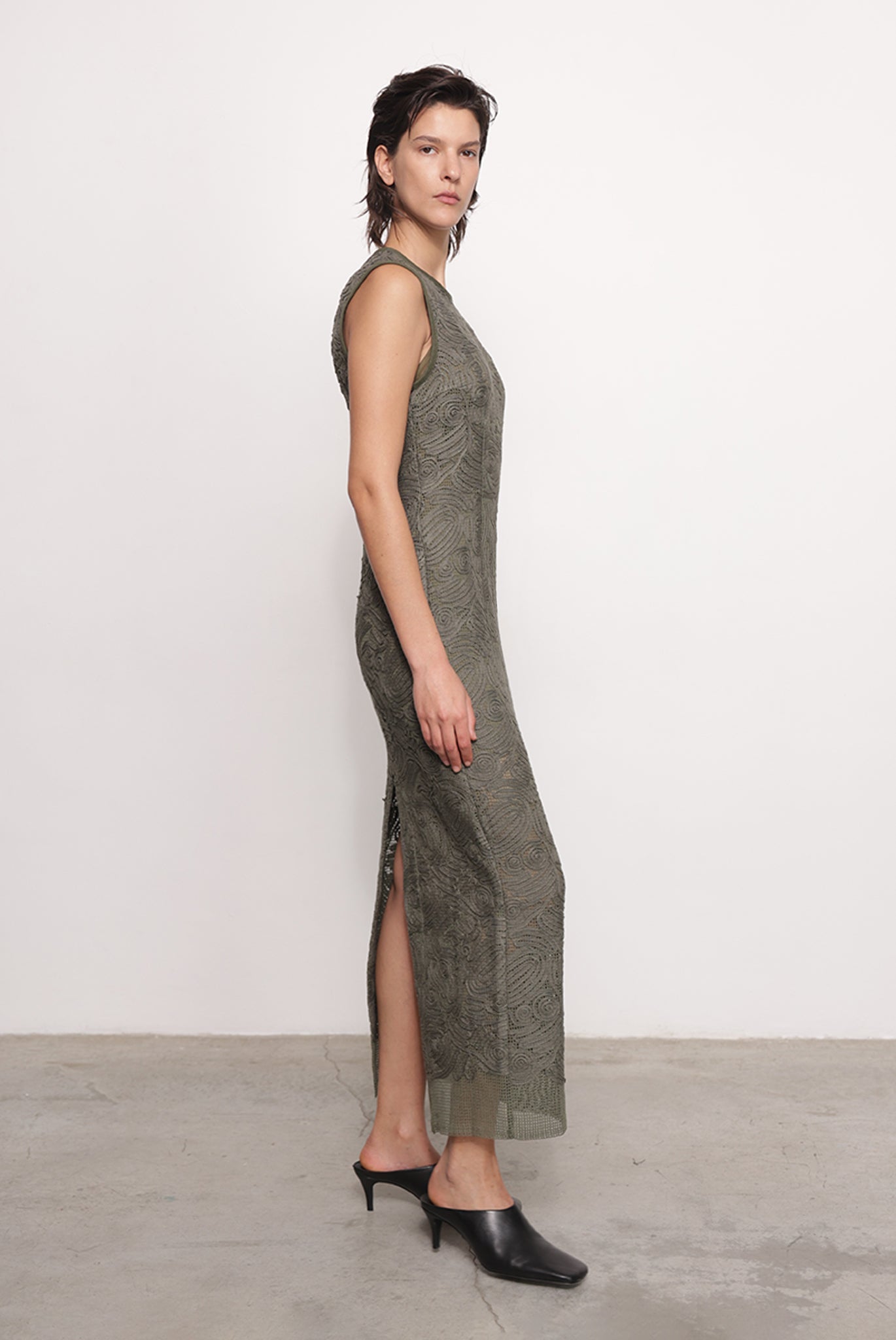 SABINA MUSAYEV - brushed_denim_w._ribbon_mesh_olive_green_fw_25_26