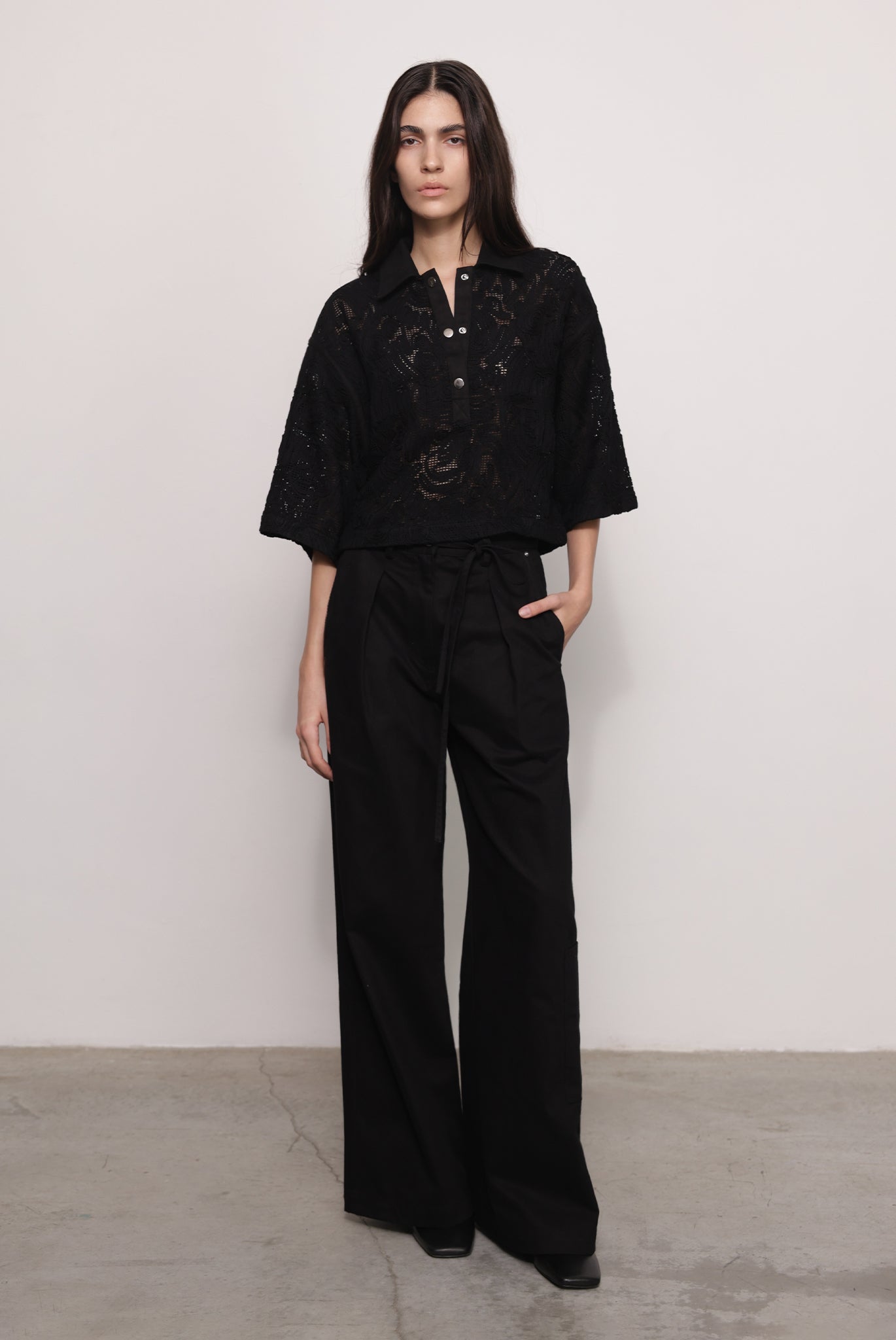 SABINA MUSAYEV - brushed_denim_w._ribbon_mesh_black_fw_25_26