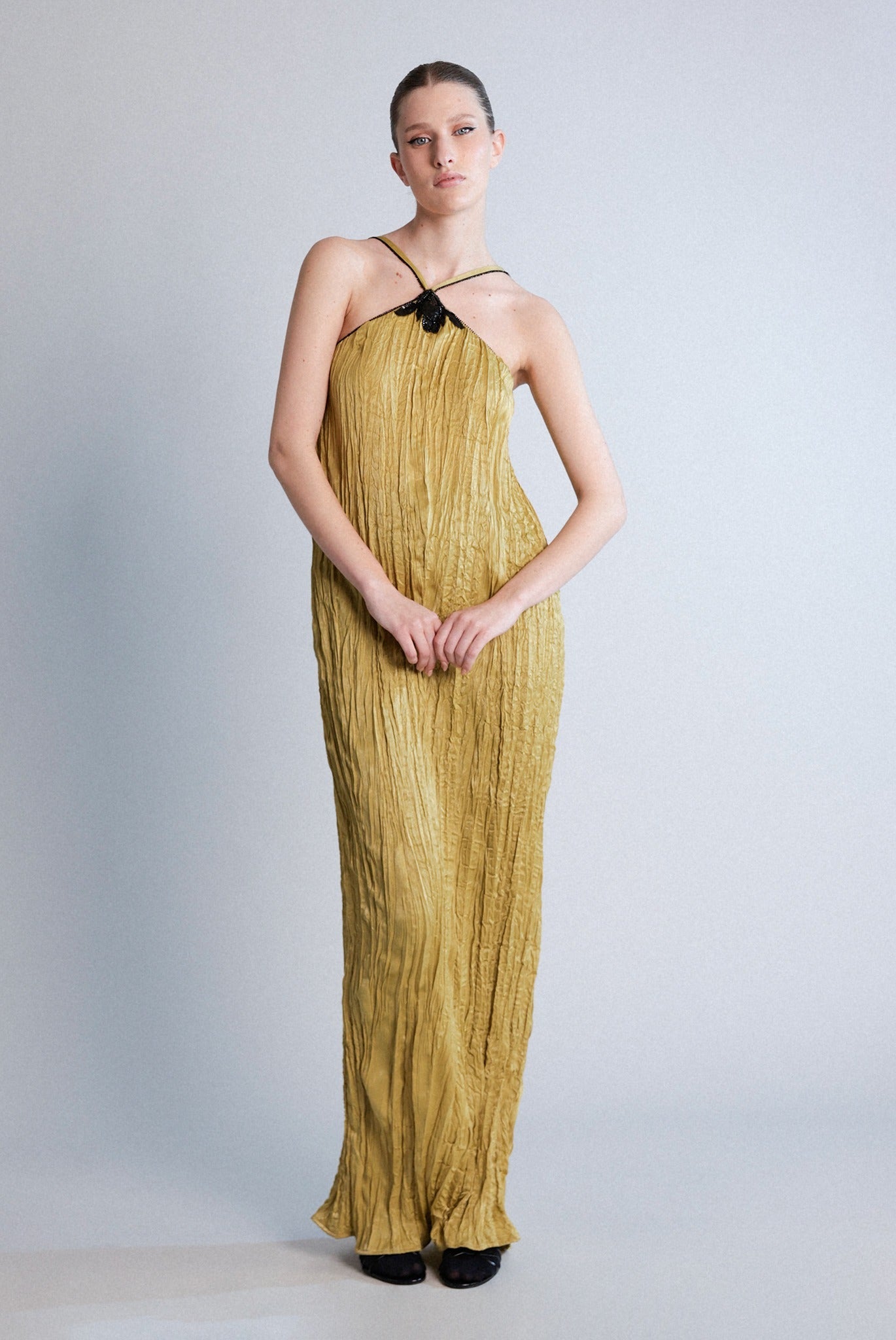 SABINA MUSAYEV - crinkled_satin_antique_gold_pre_spring_26