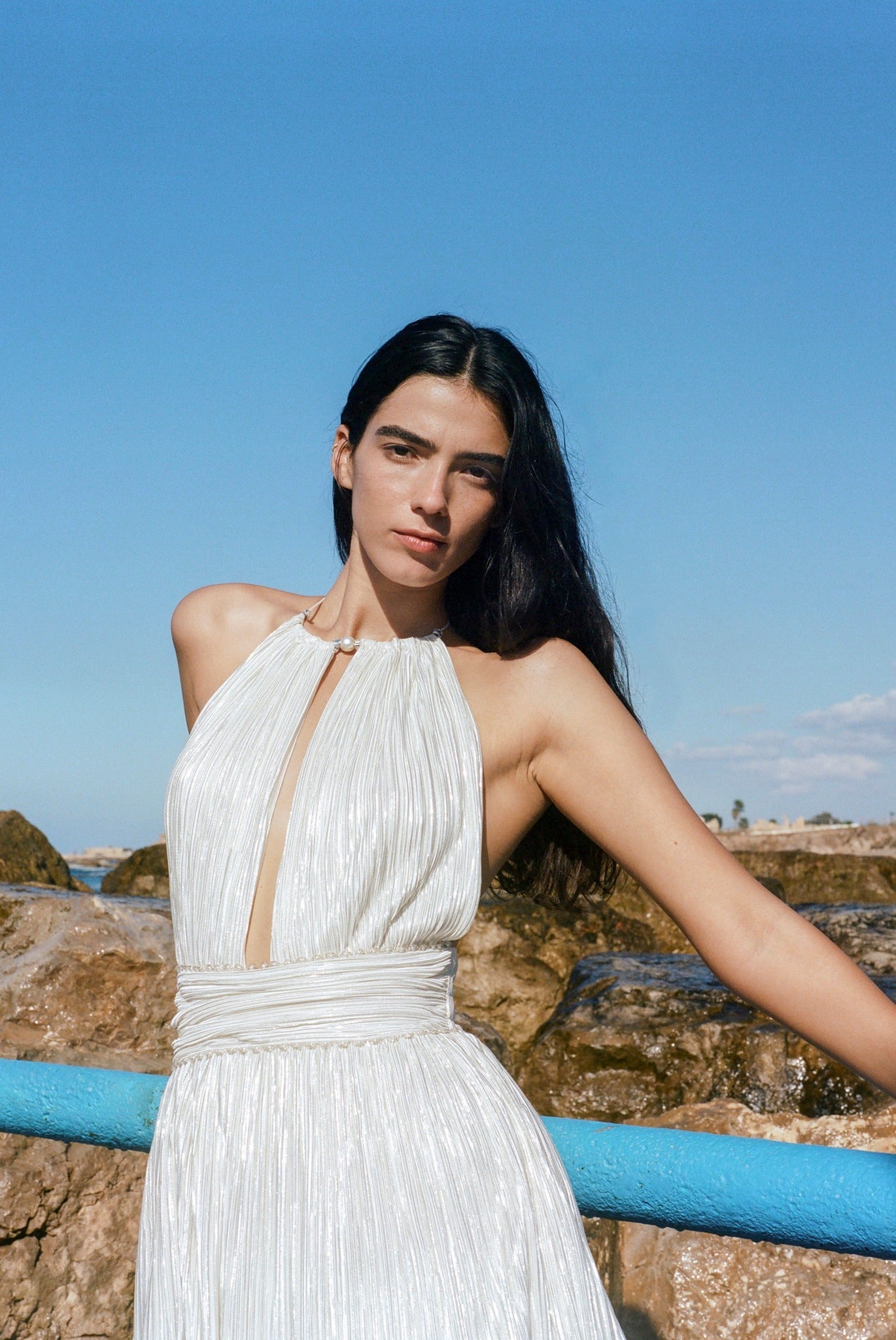 SABINA MUSAYEV - pleated_knit_w_gold_foil_off_white_bridal_26