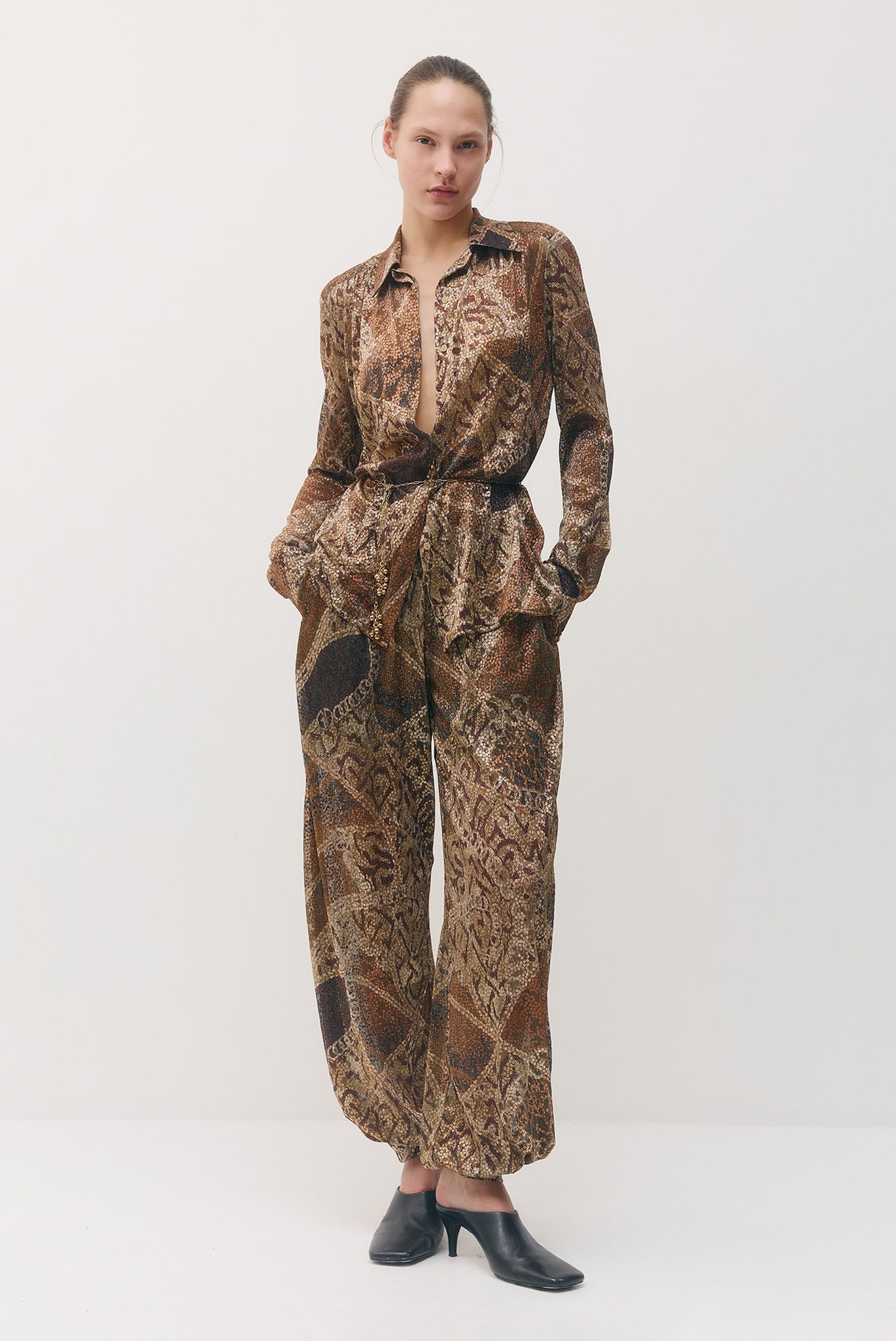SABINA MUSAYEV - printed_ray_lurex_bronze_gold_print_fw_26_27