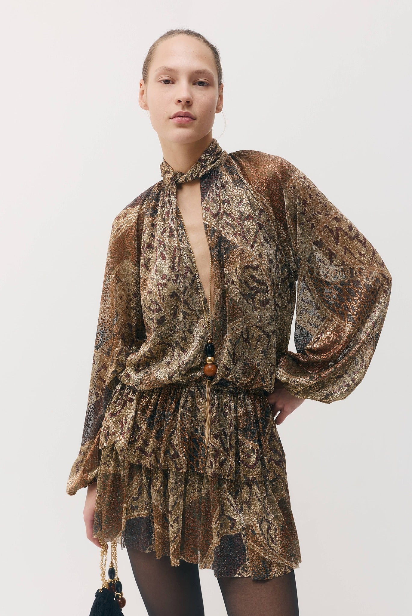 SABINA MUSAYEV - printed_ray_lurex_bronze_gold_print_fw_26_27
