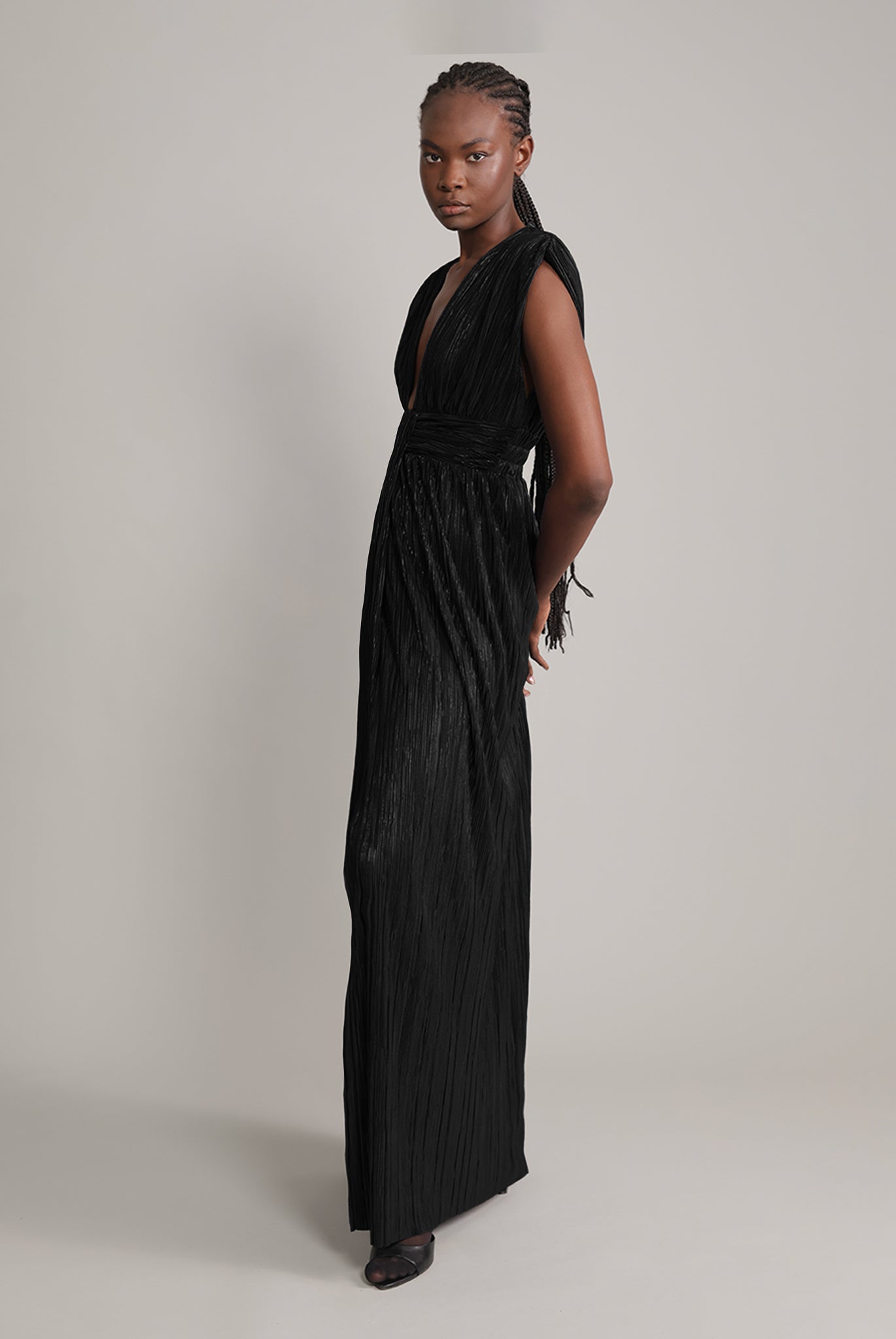 SABINA MUSAYEV - pleated_knit_w_foil_black_fw_24_25